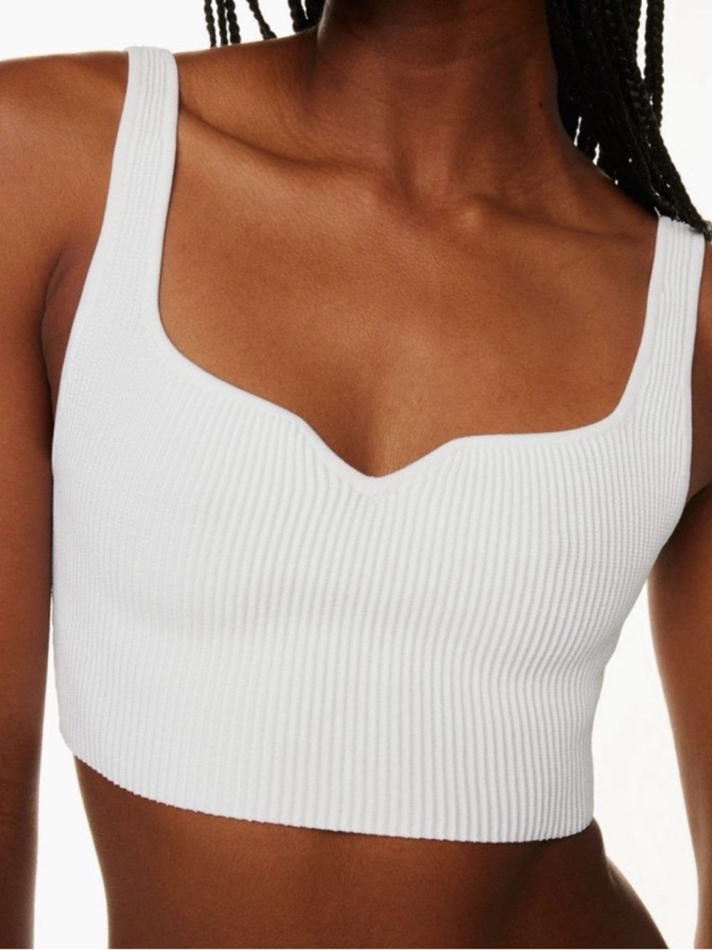 Aritzia Babaton Sculpt Knit Notch Tank in Tan